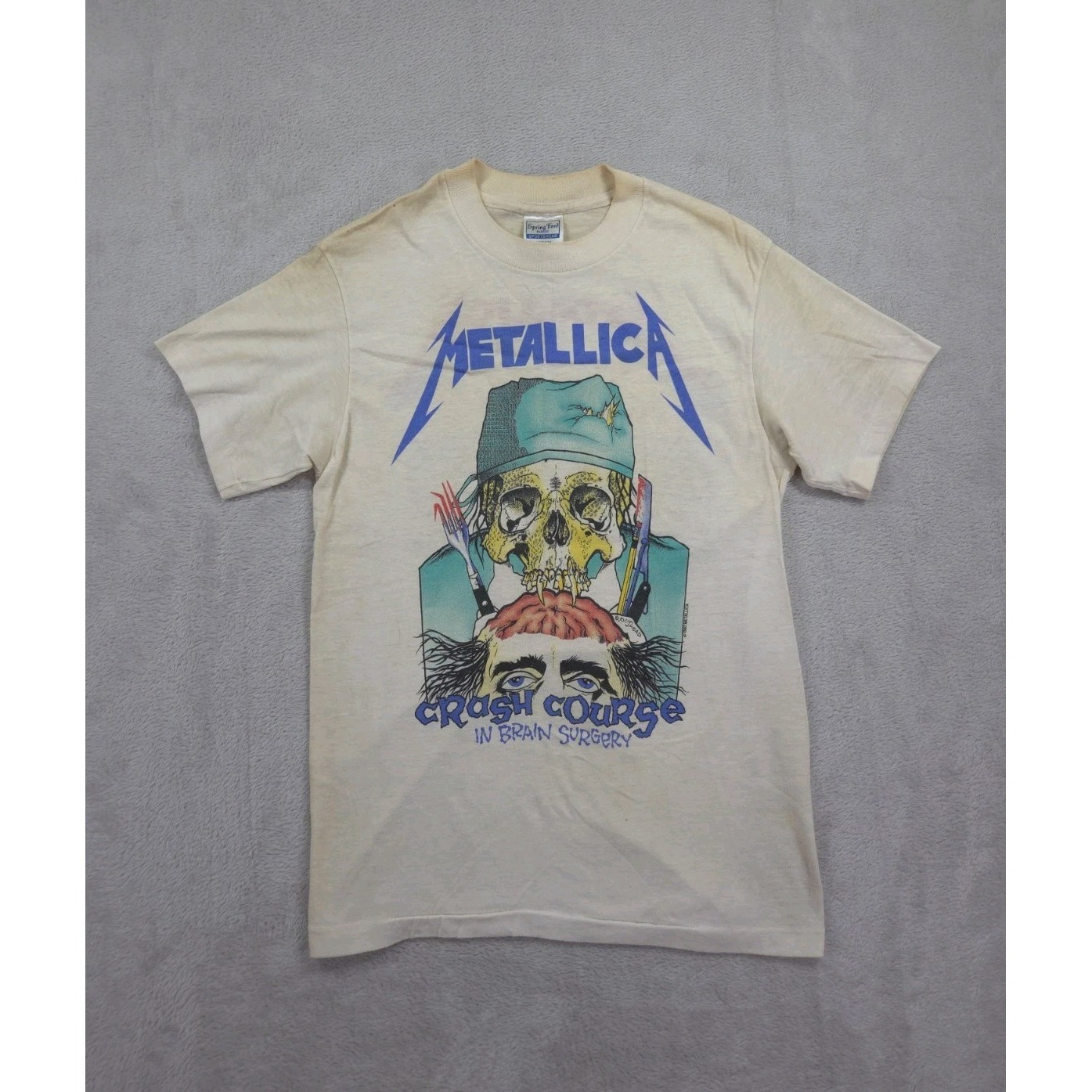 Vintage 1987 Metallica T Shirt Crash Course In Brain Surgery Size Medium Pushead